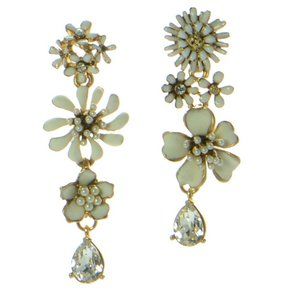 Oscar de la Renta Floral Mismatch Earrings